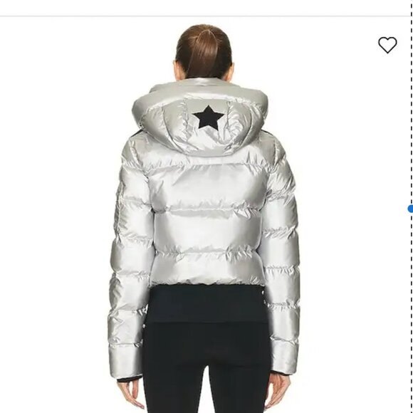 🎿NWT Goldbergh Aura Puffer Women’s Ski Jacket Metallic Silver w/ Black Star 🌟 - Picture 3 of 10